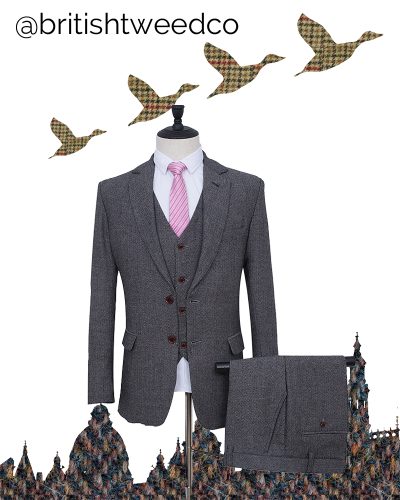 Kids Classic Grey Herringbone Tweed Jacket