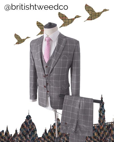 Kids Grey Windowpane Check Tweed Jacket